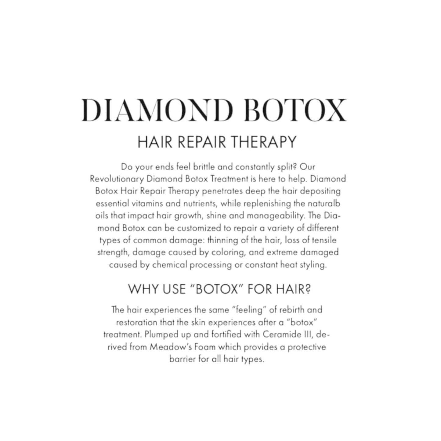 Diamond Botox Hair Therapy 1 Ampule 20ml Plus 1 Syringe Hair Therapy