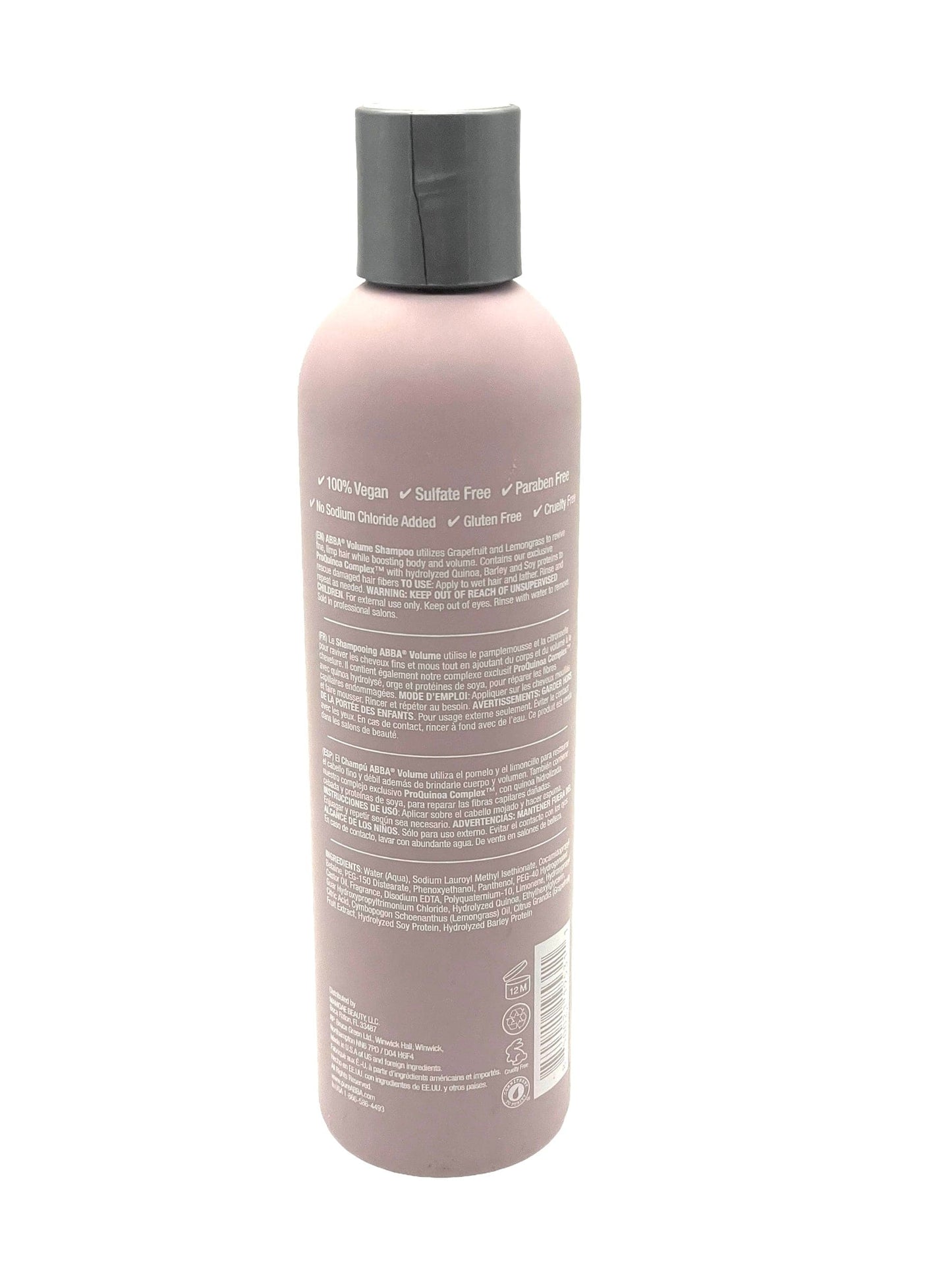 Abba Volume Shampoo 100% Vegan & Gluten Free 8oz Shampoo
