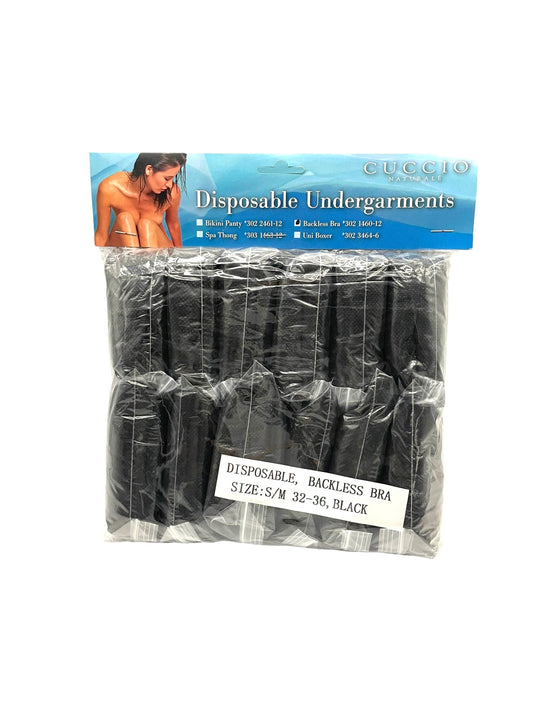 Bra Backless Disposable Black S-M Size 32-36, 12 PK Disposable Bras