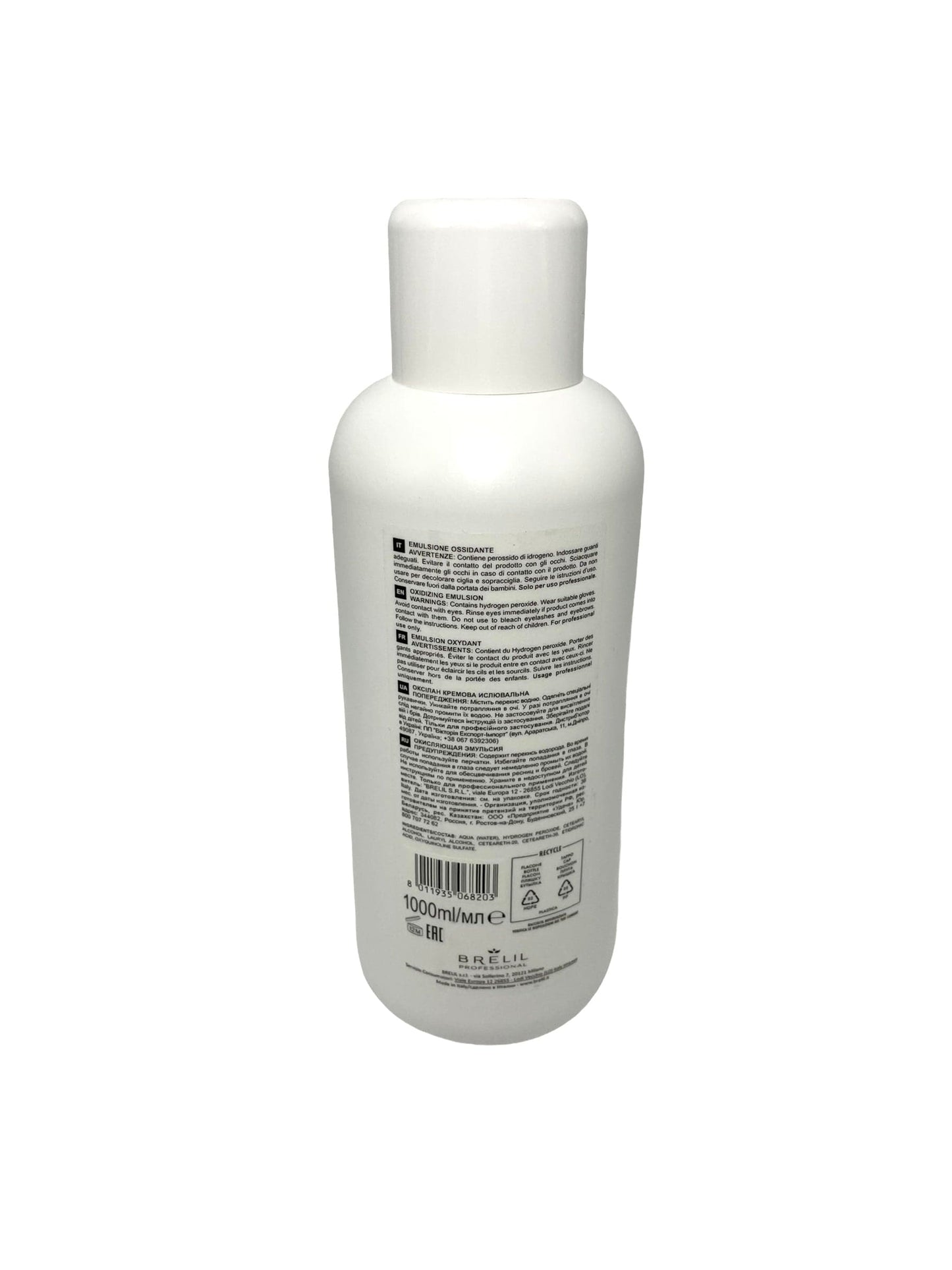 Cream Peroxide Brelil 5, 10, 20, 30 or 40 Volume Color Developer 1 Liter Hair Color