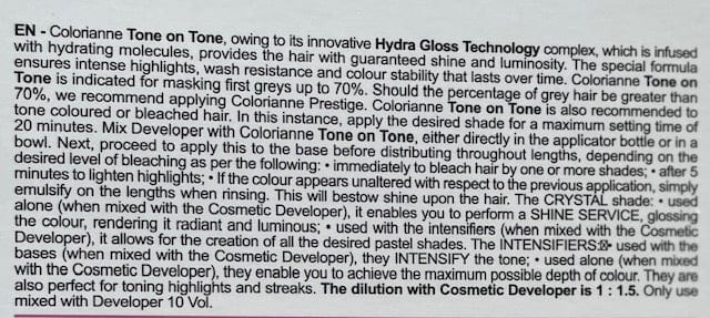 Hair Color Colorianne Prestige 20 Minutes Tone On Tone No Ammonia 3.38 oz No Ammonia Color