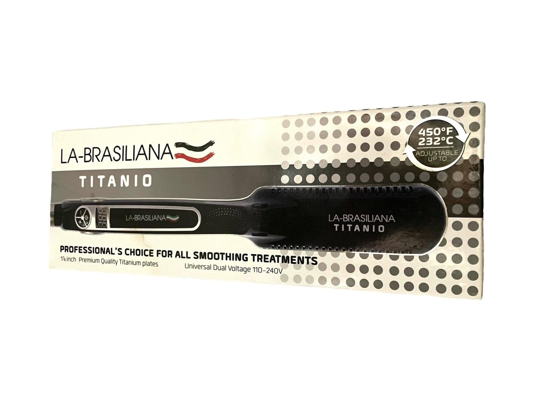 Labrasiliana Titanio Flat Iron 1 1/4” Hair Straightener 450F Flat Iron