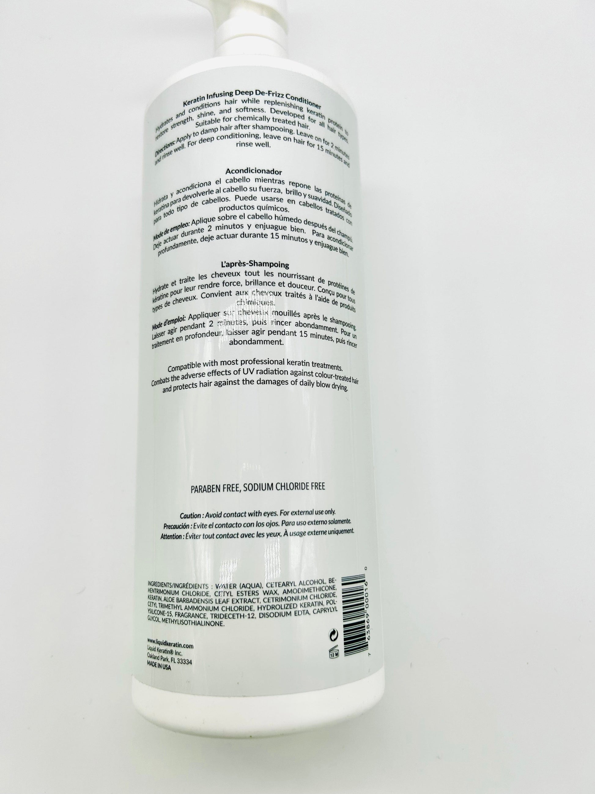 Liquid Keratin Hair Infusing De-Frizz Conditioner 32 oz Keratin Conditioner