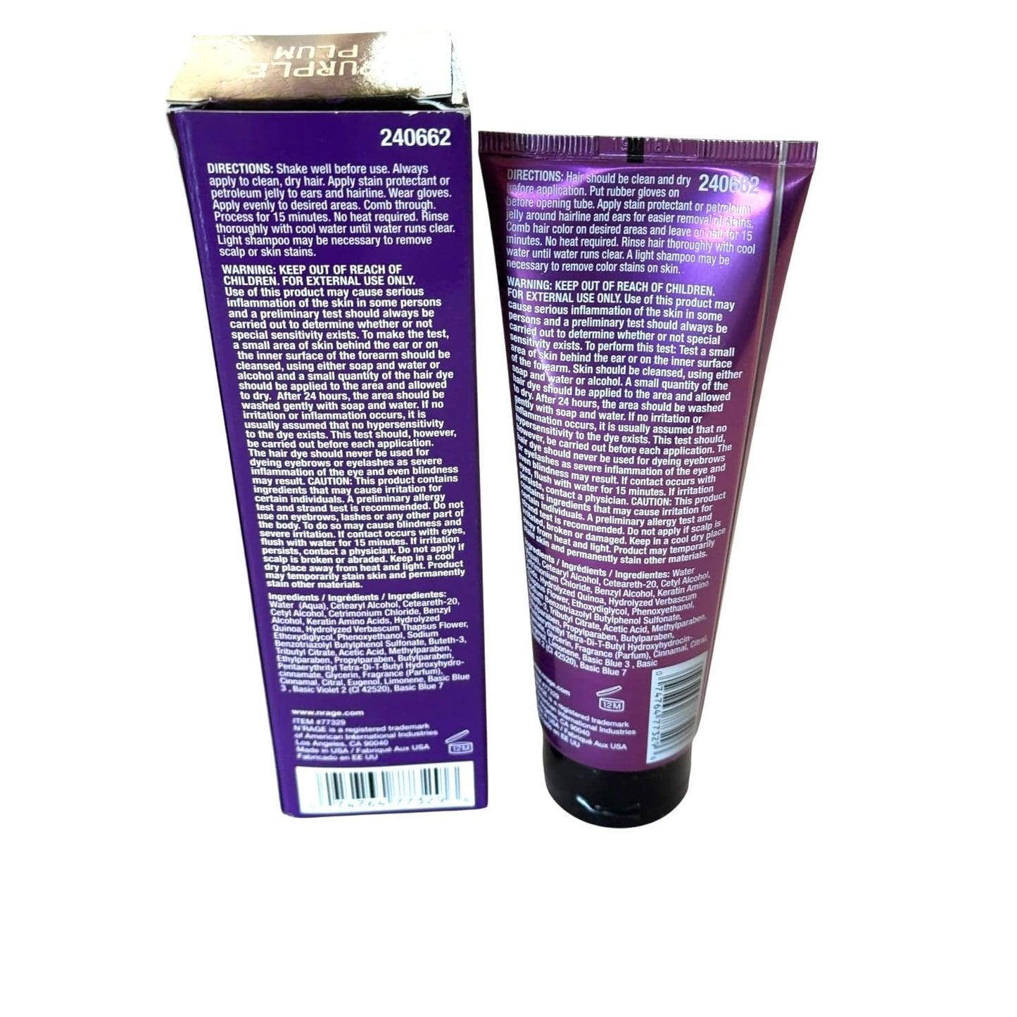 N Rage Purple Plum Demi Permanent Hair Color Keratin Enhancing Complex 4 oz Hair Color