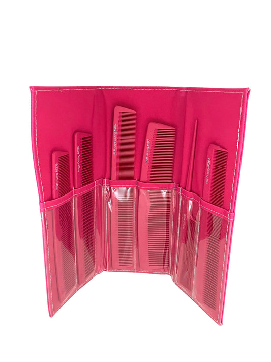 Carbon Comb Set T3 Micro Black Or Pink 6 pcs Hair Combs
