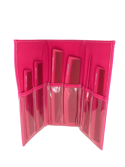Carbon Comb Set T3 Micro Black Or Pink 6 pcs Hair Combs