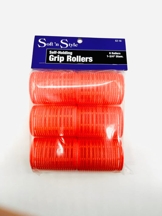 Self Grip Hair Rollers 1.75” Pink & 2.50” Long 6 pk Grip Rollers