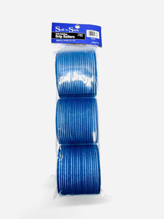 Self Grip Hair Rollers 3” Blue & 2.50” Long 3 pk Hair Rollers
