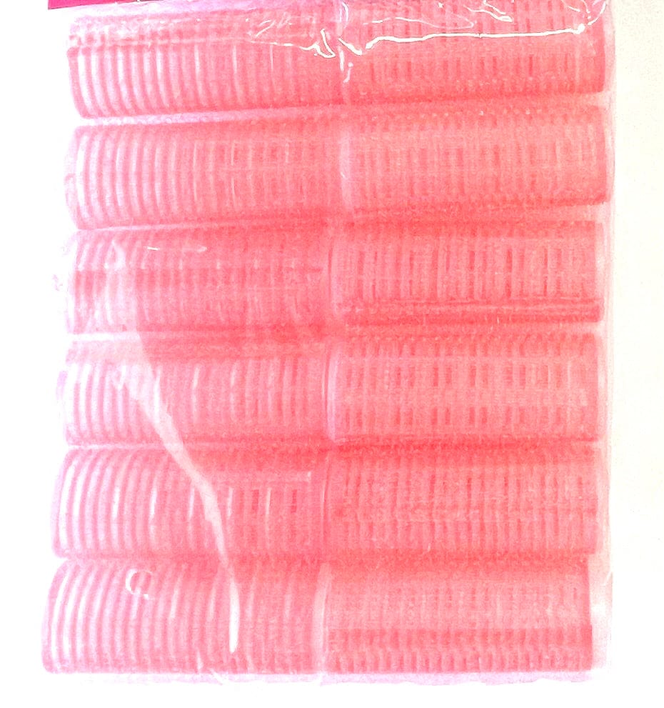 Self Grip Hair Rollers Pink 12 pk 7/8 mm & 2 1/2” Long Self Grip Rollers