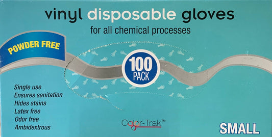 Disposable Gloves Vinyl Colortrack Latex Free Small 100 pk Disposable Gloves