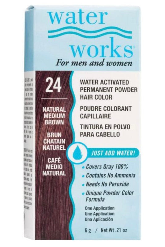 Water Works Permanent Powder Hair Color #24 Natural Medium Brown 0.21 oz Hair Color
