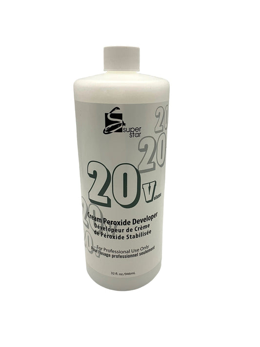 20 volume cream peroxide developer, one of the volumes explained in this guide to choosing the right developer strength