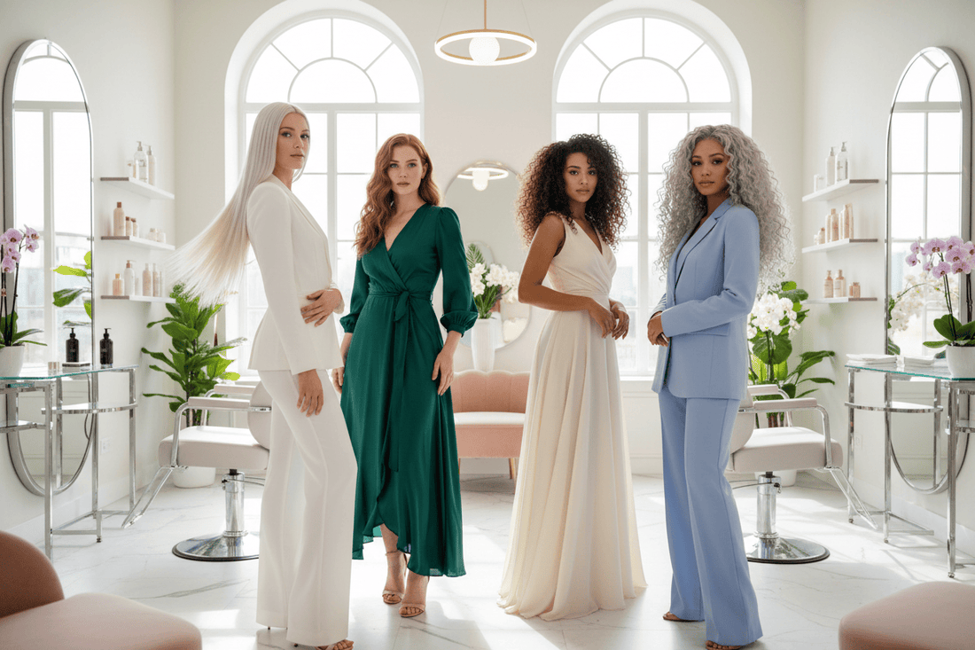 Salon clients with different natural hair colors, illustrating the range covered by semi-permanent, demi-permanent, and permanent hair color
