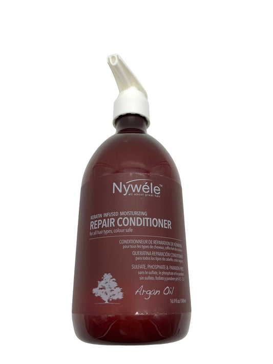 Acondicionador de aceite de argán Nywele Reparación del cabello con infusión de queratina 16.9 oz