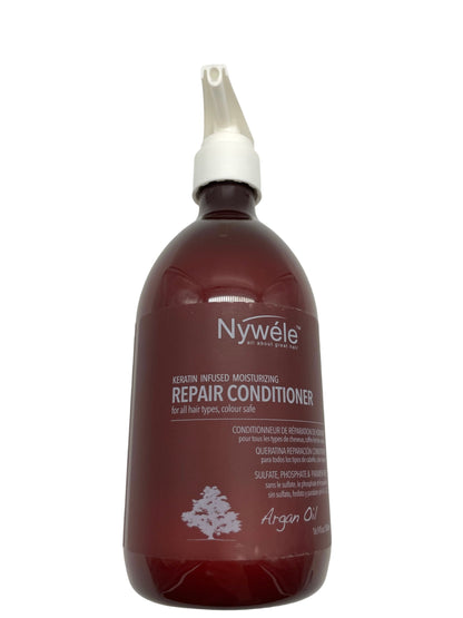 Acondicionador de aceite de argán Nywele Reparación del cabello con infusión de queratina 16.9 oz