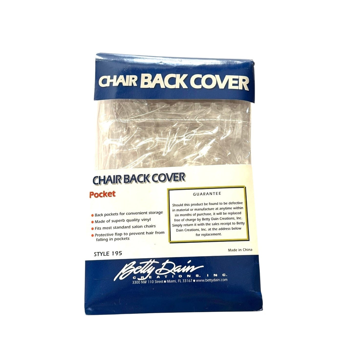 Betty Dain Salon Chair Back Cover Vinyl Chair Back Cover