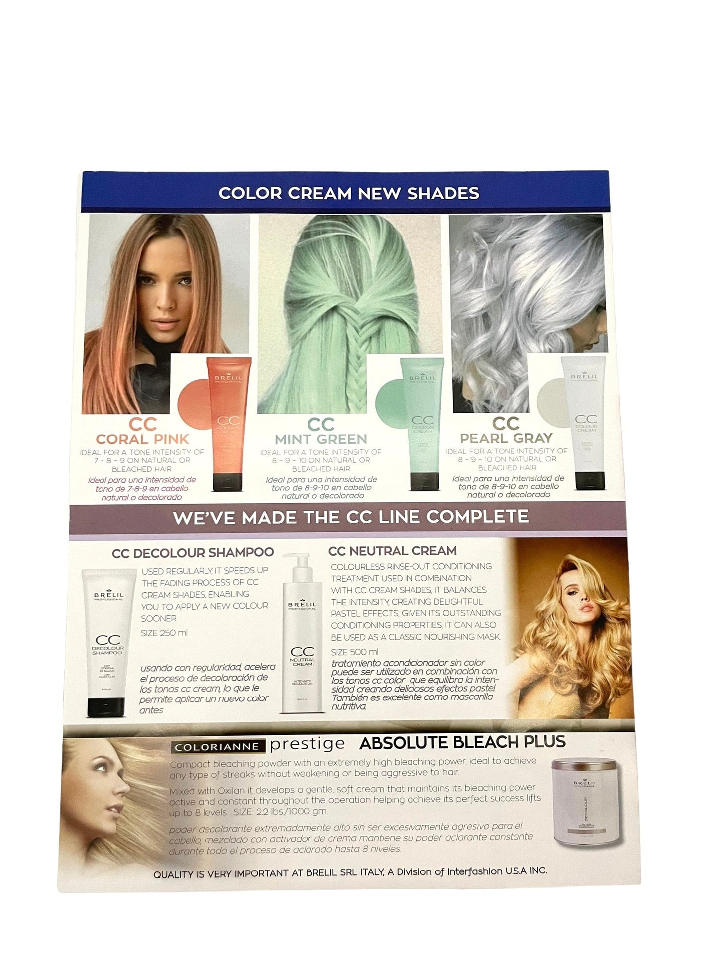 Brelil CC Color Cream Hair Mask No Ammonia, No peroxide 5.07 oz Hair Color