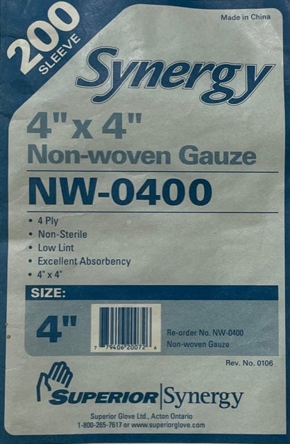 Disposable Gauze Non-Woven 4" x 4" 4-Ply 200 ct. Gauze