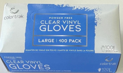 Disposable Gloves Colortrack Powder Free Vinyl Clear Large Gloves 100 pk Disposable Gloves