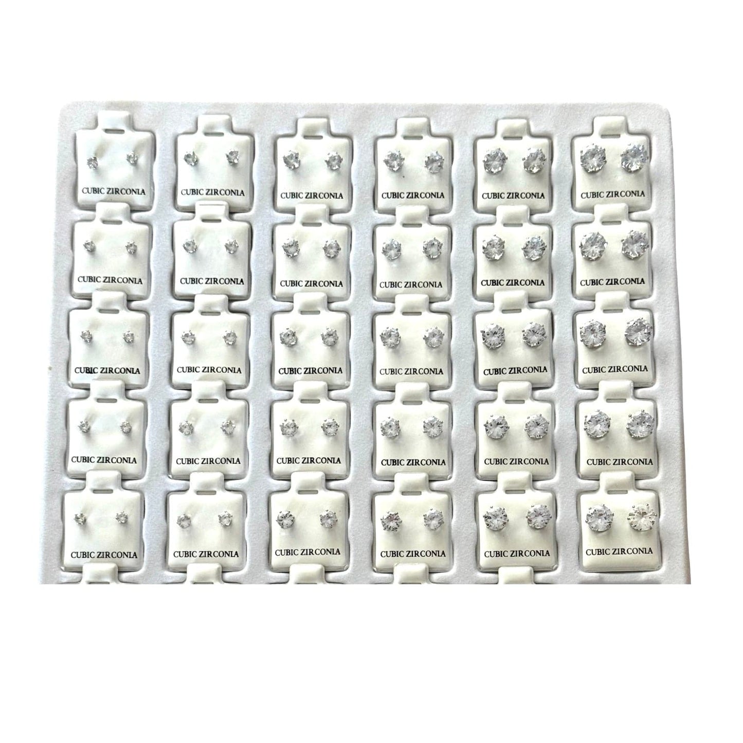 Earrings Cubic Zirconia Stone Stud Round Silver Tone Fashion jewelry