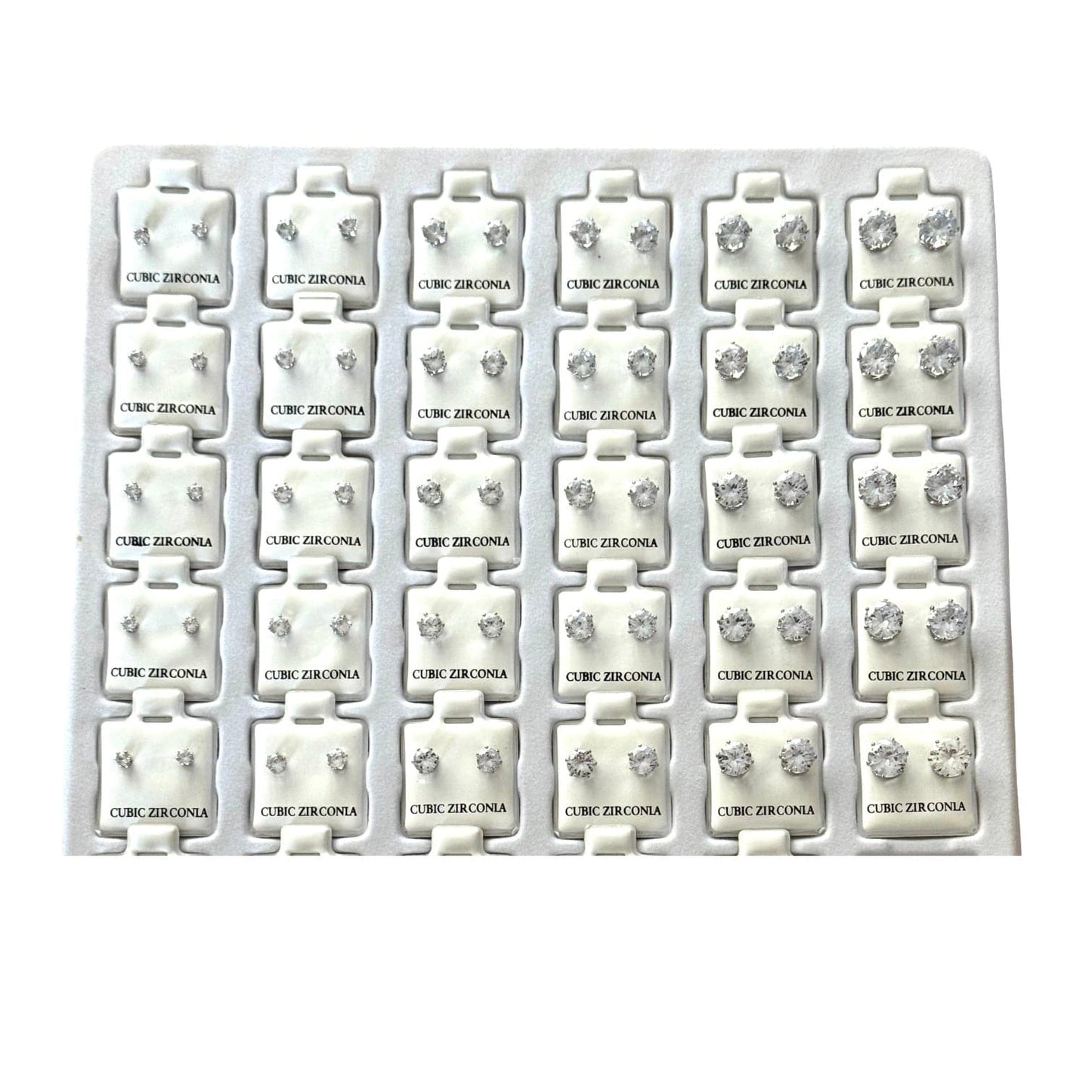 Earrings Cubic Zirconia Stone Stud Round Silver Tone Fashion jewelry