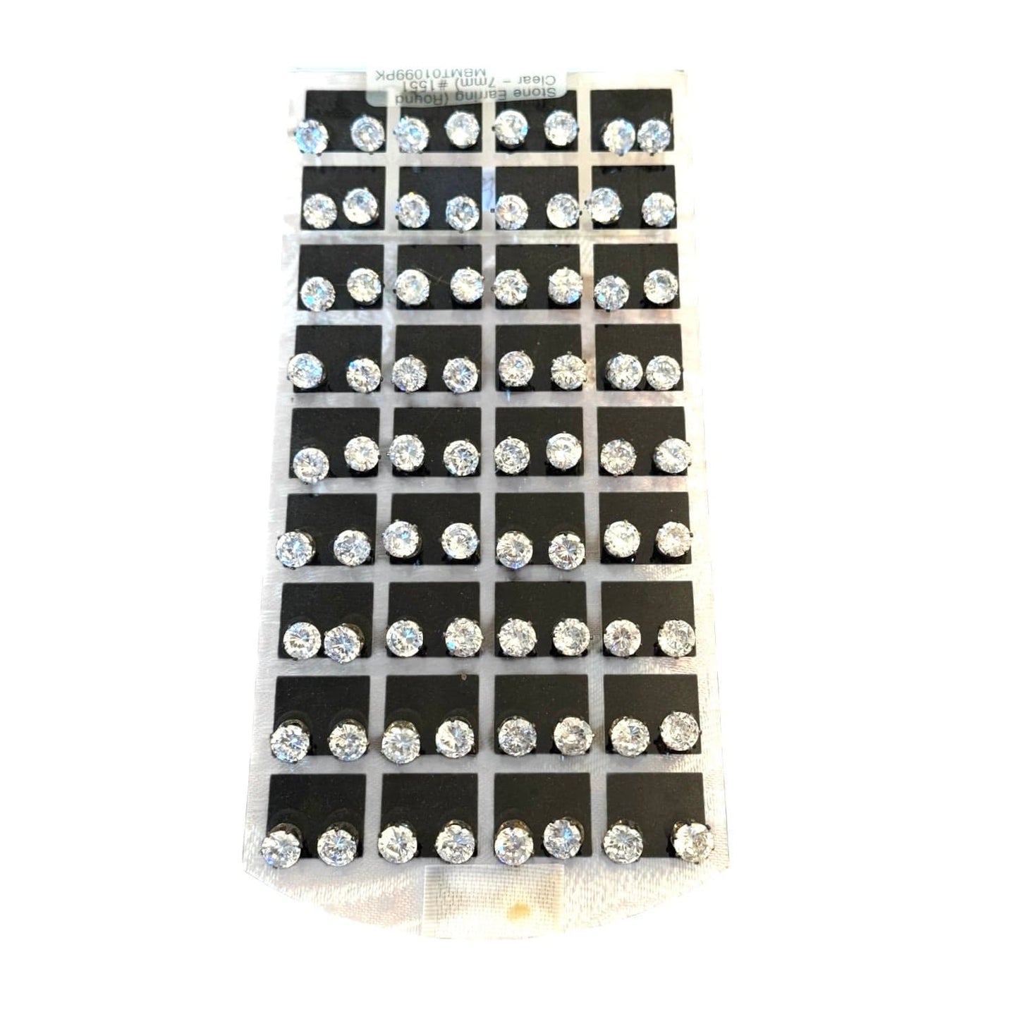 Earrings Round Stone Clear Stud 7mm 1 Pair Fashion Jewelry Earrings