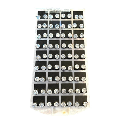 Earrings Round Stone Clear Stud 7mm 1 Pair Fashion Jewelry Earrings