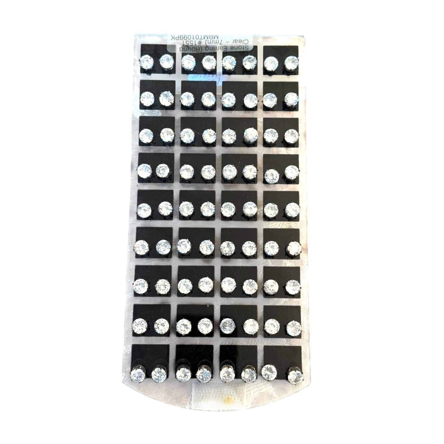 Earrings Round Stone Clear Stud 7mm 1 Pair Fashion Jewelry Earrings