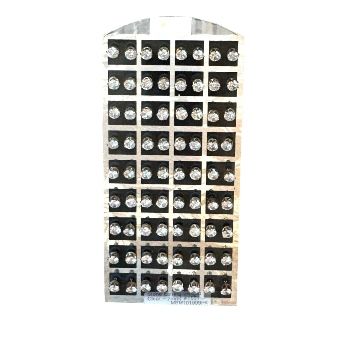 Earrings Round Stone Clear Stud 7mm 1 Pair Fashion Jewelry Earrings