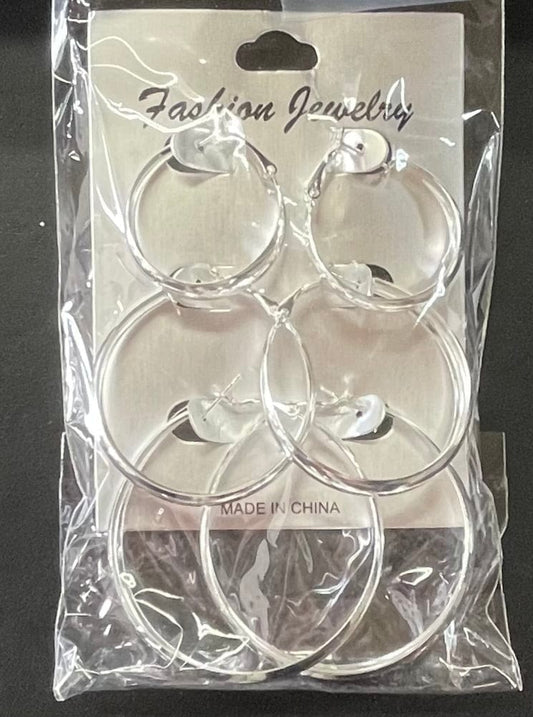 Fashion Jewelry Earring Silver Wide Hoop Set