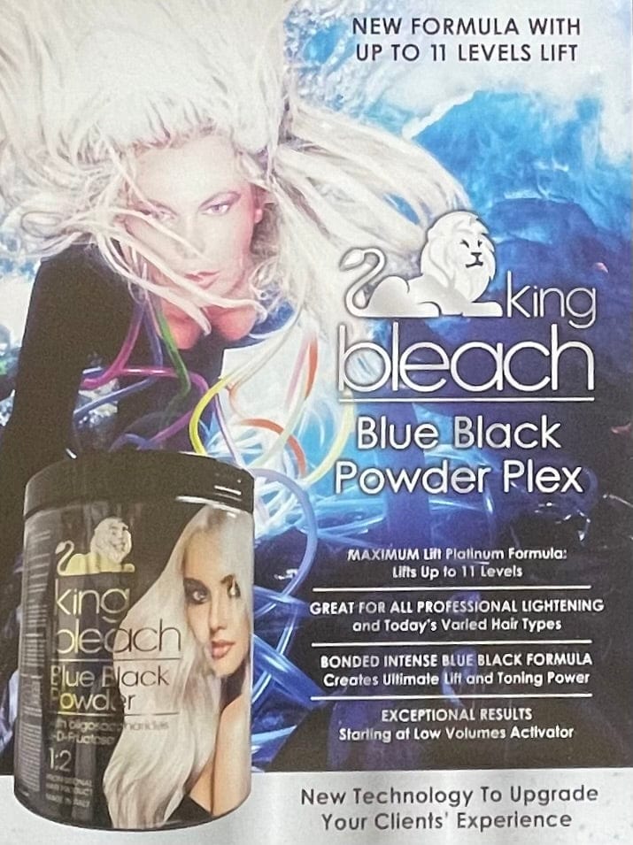 Hair Bleach King Bleach Blue Black Powder Platinum Formula with Plex 16oz Bleach