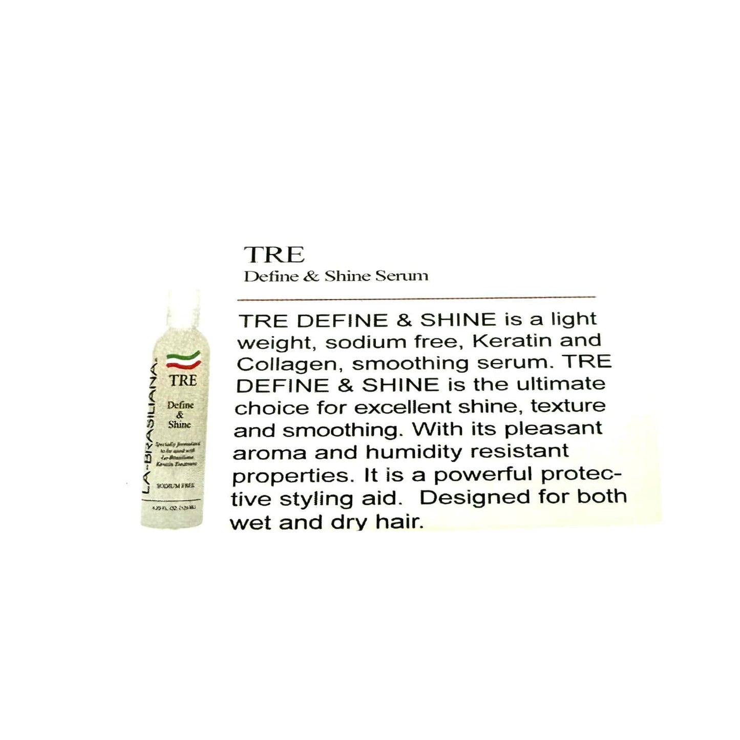 Labrasiliana Tre Define & Shine Serum 4 oz Keratin Leave In Treatment