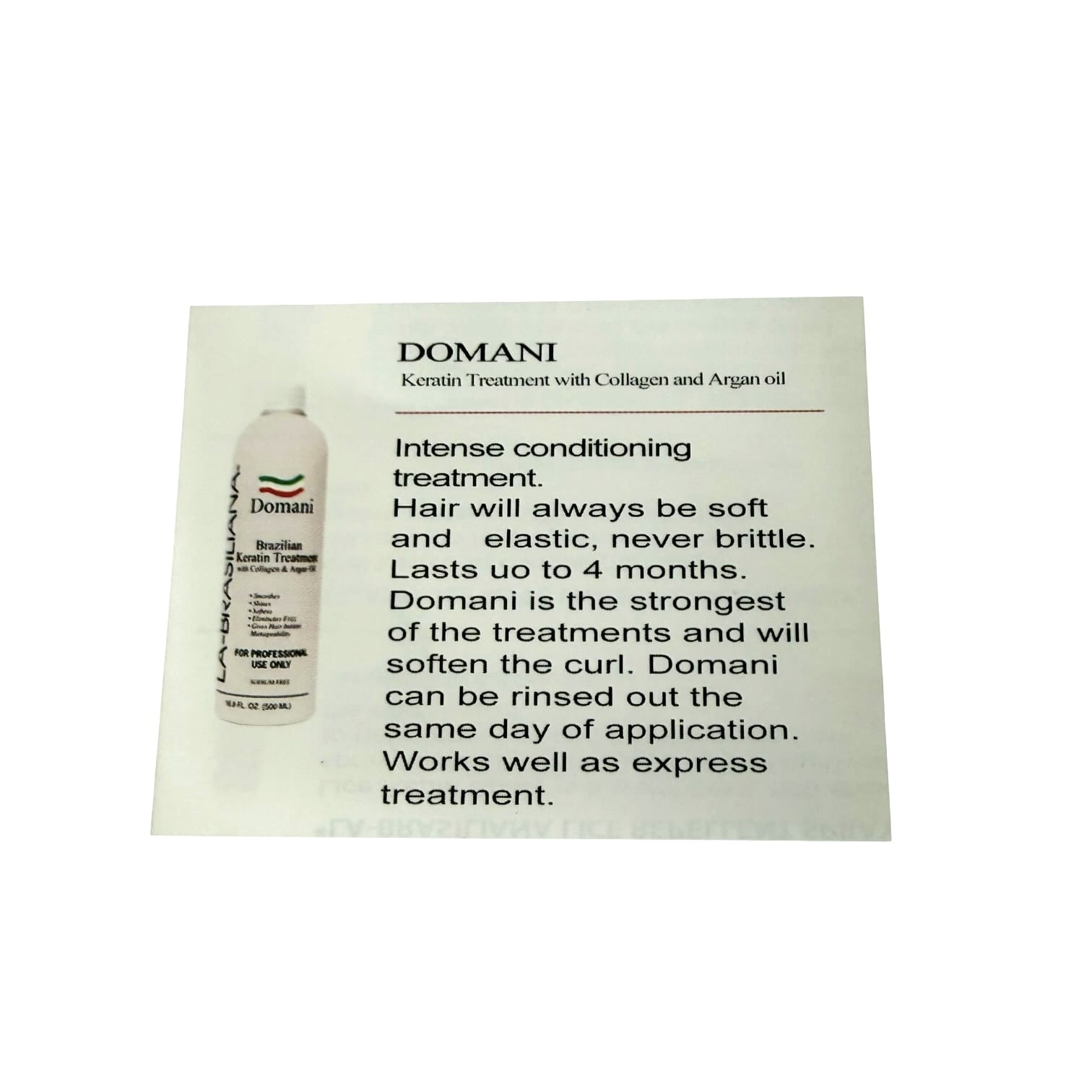 Labrasiliana Domani Intro 4pcs Keratin Treatment with Collagen & Argan Oil Keratin Treatment