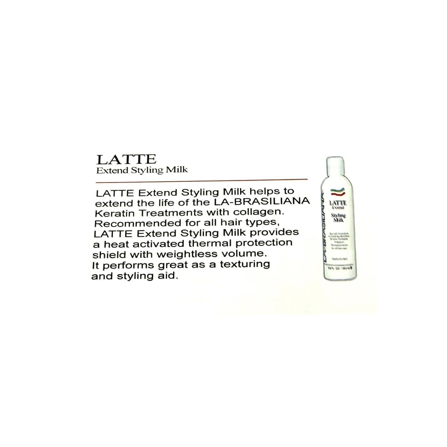 Labrasiliana Latte Extend Volume Styling Milk & Thermal Protector Leave In 8.45 oz Hair Styling