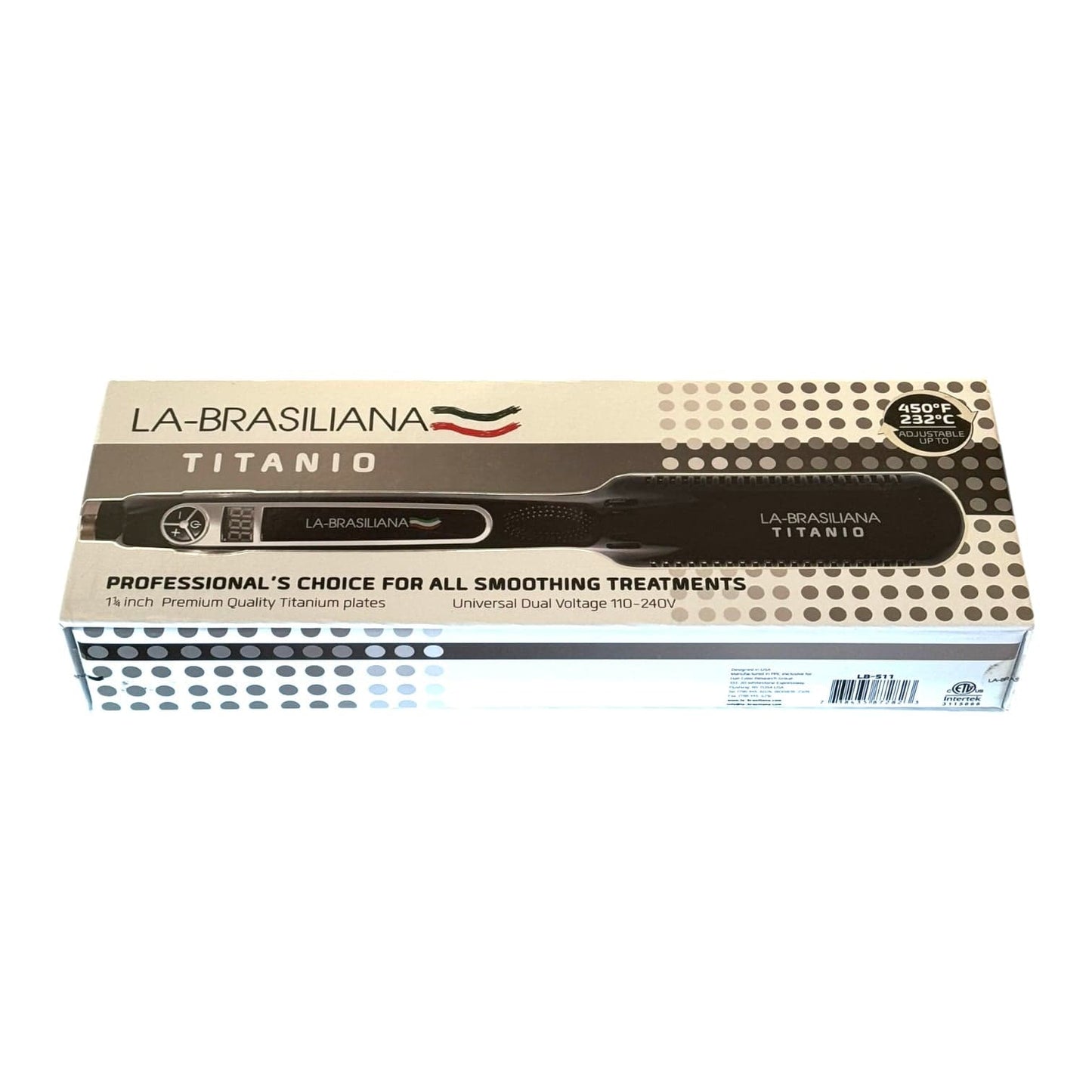 Labrasiliana Titanio Keratin Flat Iron 1 1/4” Hair Straightener 450F Flat Iron