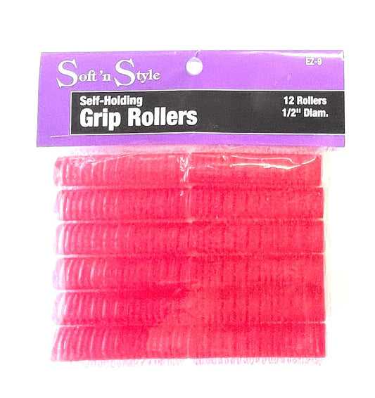 Self Grip Hair Rollers 1/2” mm Red & 2.50” Long 12 pk Grip Rollers
