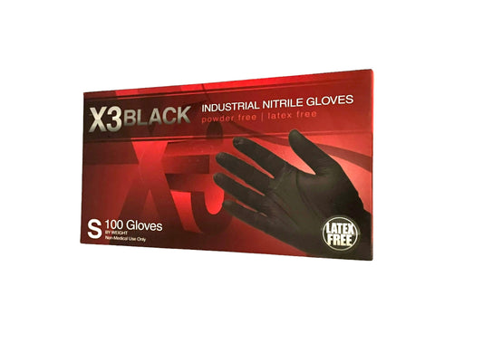 Disposable Gloves Nitrile Powder/ Latex Free X3 Black Industrial Small 100 pk Disposable Gloves