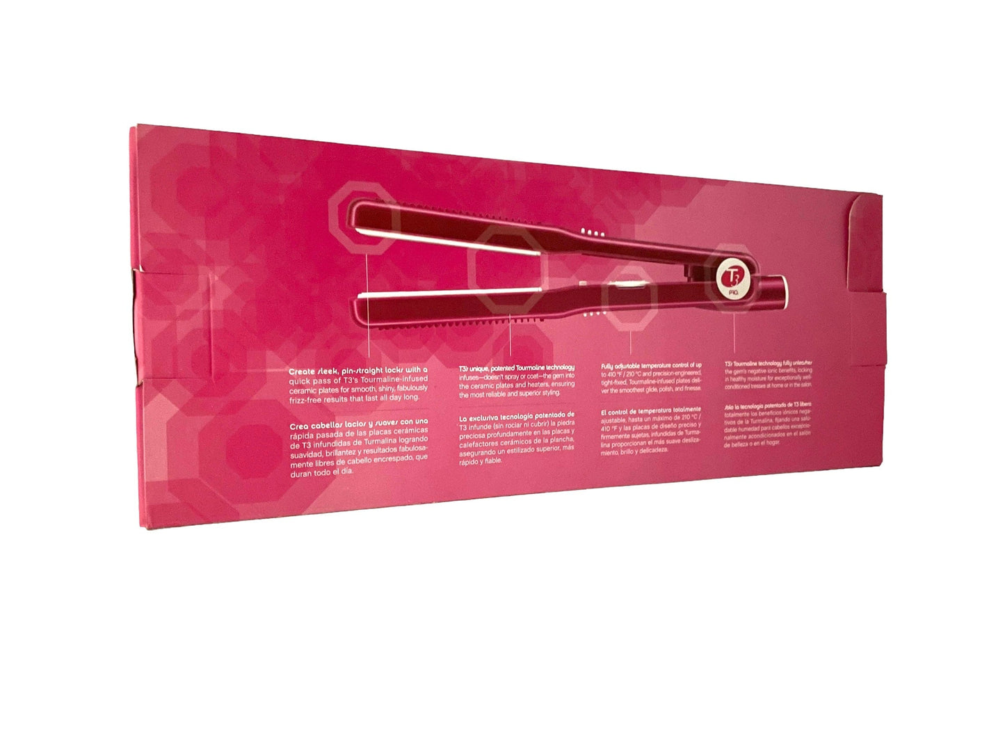 T3 Pro Straighten Pink Flat Iron Tourmaline Ionic Ceramic 1” Flat Iron