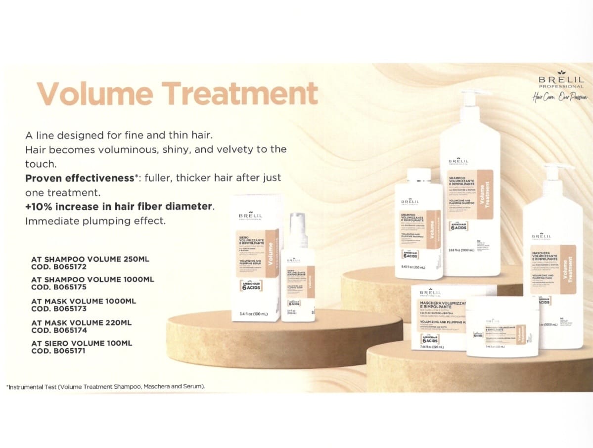 Volume & Plump Hair With Amino & Bitotin Brelil Shampoo, Mask & Serum For Fine & Thinning Hair