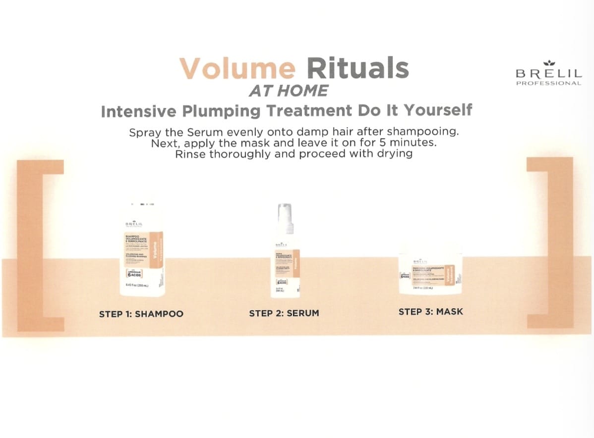 Volume & Plump Hair With Amino & Bitotin Brelil Shampoo, Mask & Serum For Fine & Thinning Hair