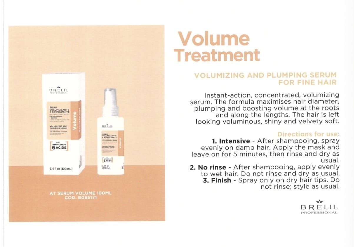 Volume & Plump Hair With Amino & Bitotin Brelil Shampoo, Mask & Serum For Fine & Thinning Hair