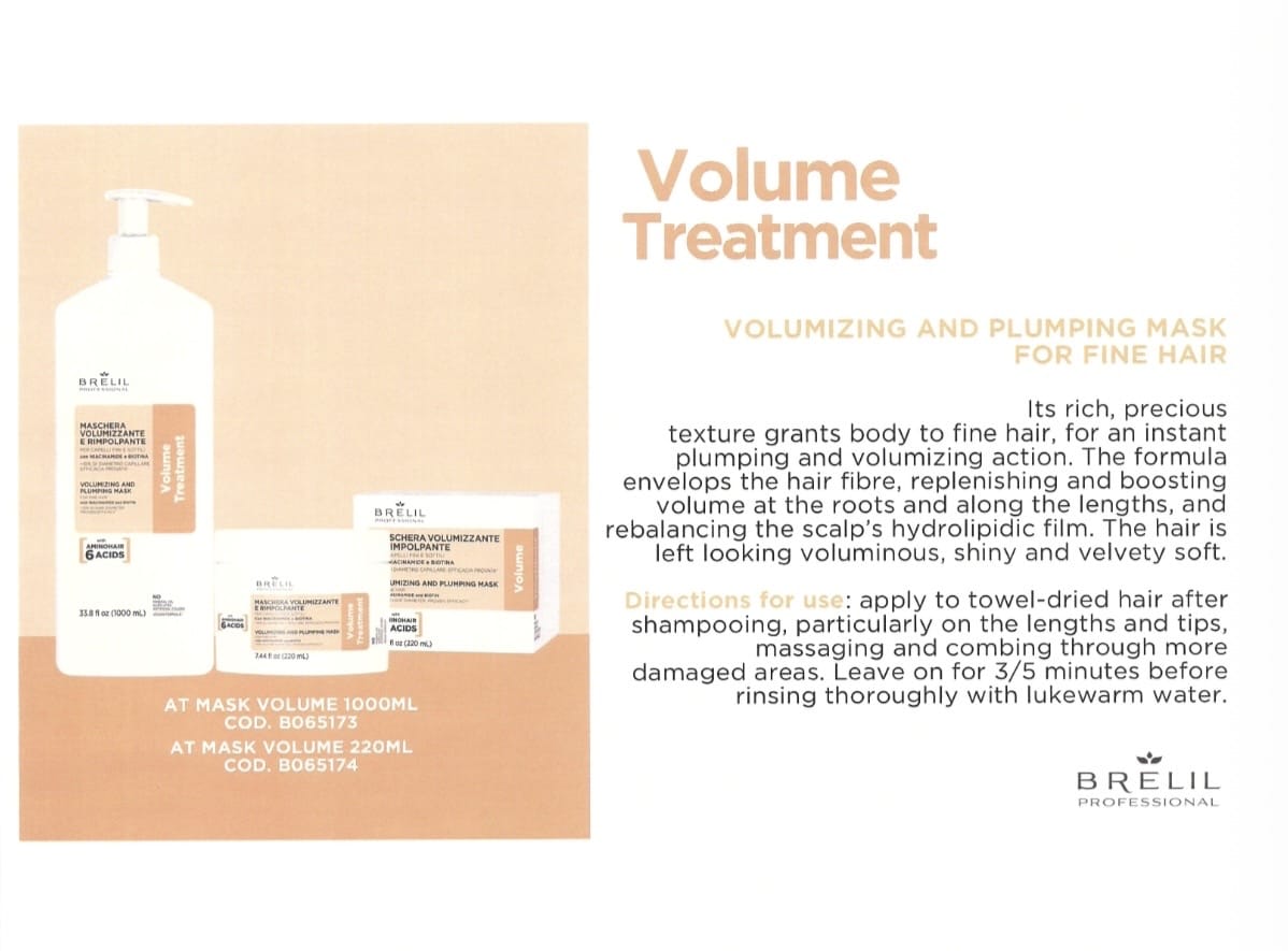 Volume & Plump Hair With Amino & Bitotin Brelil Shampoo, Mask & Serum For Fine & Thinning Hair